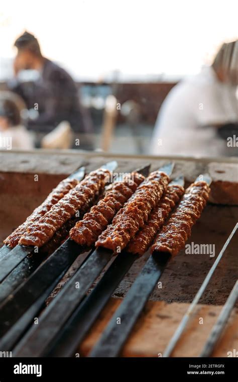 Traditional Turkish Grilled Shish Kebab Or Kebap Delicious Adana Kebab