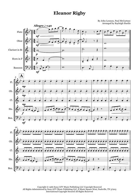 Eleanor Rigby Arr Kayleigh Huelin By David Cook Sheet Music For