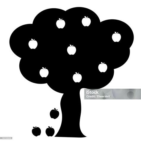 Apple Tree Icon On White Background Flat Style Summer Tree Sign Apple