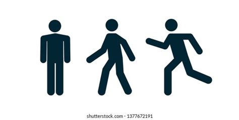 Man Stands Walk Run Icon Set Stock Vector Royalty Free 1507235903