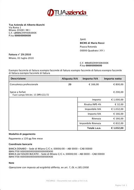 MODELLO FATTURA LIBERO PROFESSIONISTA EXCEL Wroc Awski Informator