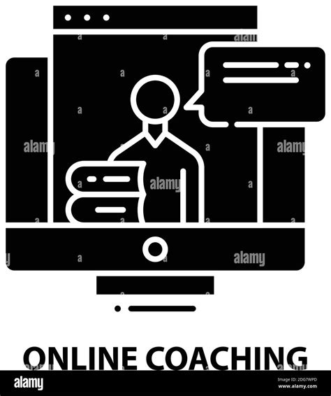 Online Coaching Icon Black Vector Sign With Editable Strokes Concept