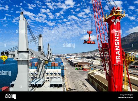 Transnet Crane In The Port Of Cape Town South Africa With Table