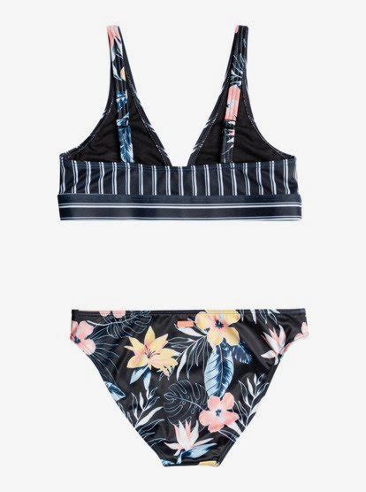 Flowers Addict Athletic Bikini Set For Girls Roxy