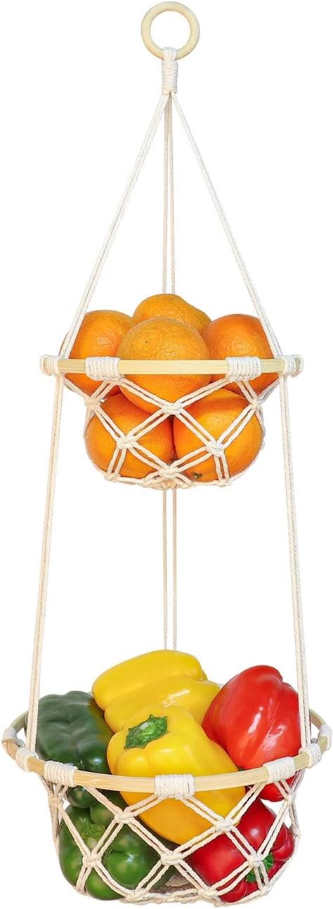 Amazon LIVALAYA Large Macrame 3 Tier Hanging Fruit Basket Hanging