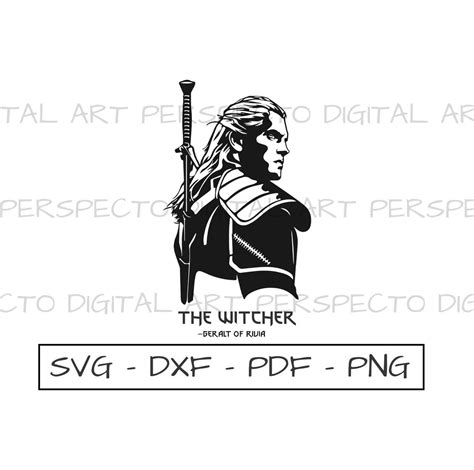 The Witcher Portrait Svg Geralt Of Rivia Silhoutte Vector The Witcher