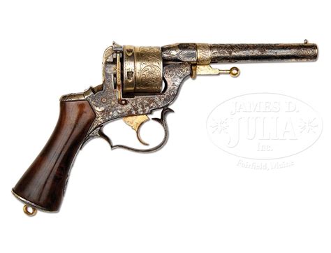 Rare Silver Plated And Gold Washed Engraved Perrin Revolver