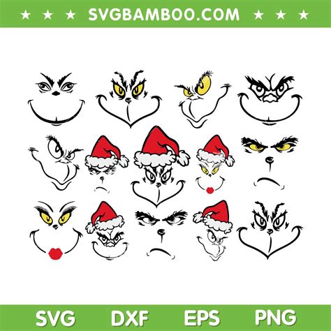 Grinch Face Christmas Svg Bundle