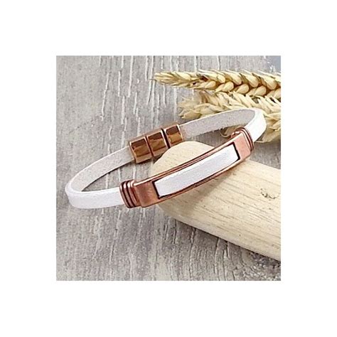 Kit Bracelet Cuir Blanc Avec Passants Et Fermoir Bronze Tutoriel Offert