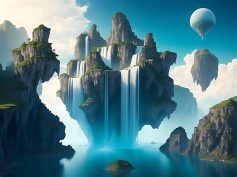 Premium Ai Image A Surreal Abstract Landscape With Floating Islands