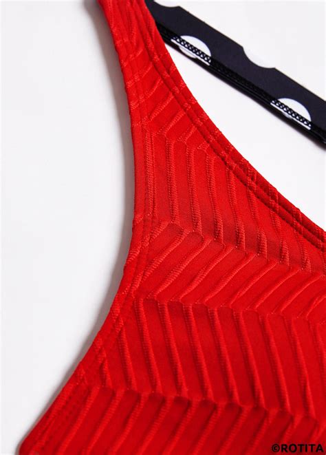 ROTITA Criss Cross Red Polka Dot Bikini Set