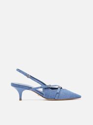 Scarpin Cinza Arezzo Verniz Salto Médio Slingback Amélia ZZ MALL