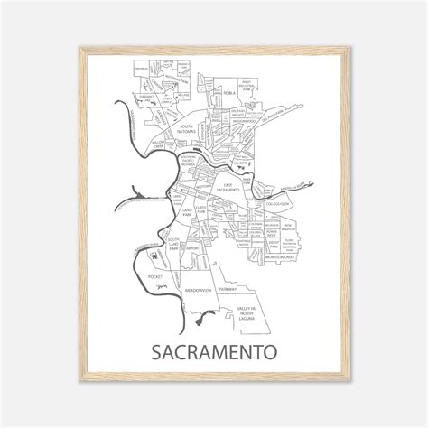 Sacramento Neighborhood Map Print Sacramento Wall Art Poster