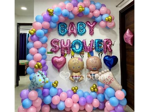 Baby Shower Backdrop Decoration On Wall With Balloons