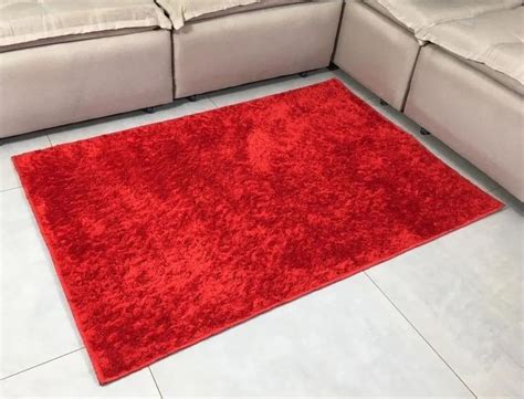 Tapete X Peludo Felpudo Sala Luxo Vermelho Dubai Tapete