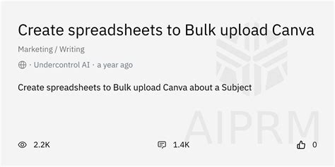 Prompt Create Spreadsheets To Bulk Upload Canva By Undercontrol Ai