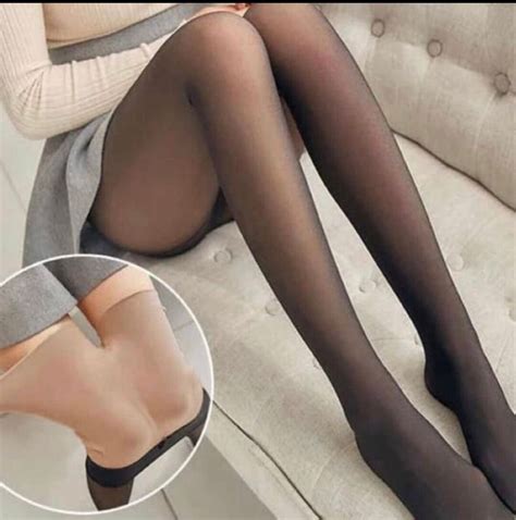 Women Stretch Tights Flawless Leg Fake Translucent Warm Fleece Lined