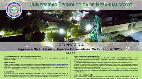 Inician Convocatoria De La Universidad Tecnol Gica De Nezahualcoyotl