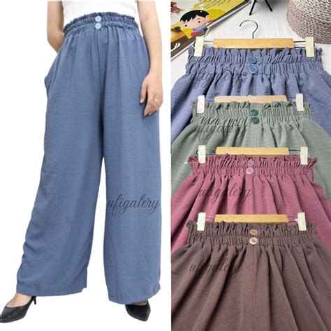 Jual Kulot Crinkle Pants Jumbo Loose Pants Crinkle Premium Korean