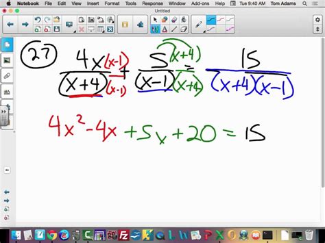 Precalculus 2 7 Solving Rational Equations Hw 27 Youtube