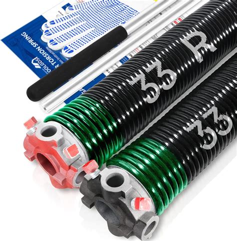 Pair Of Garage Door Torsion Springs Set With Non Slip Winding Bars