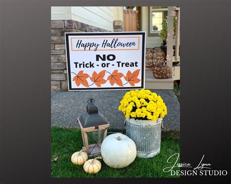 Halloween Yard Sign Image, INSTANT DOWNLOAD, Happy Halloween NO Trick or Treat, Fall Sign, Yard ...