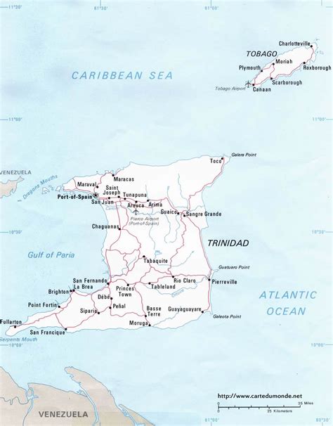 Larger Map Trinidad And Tobago On World Map