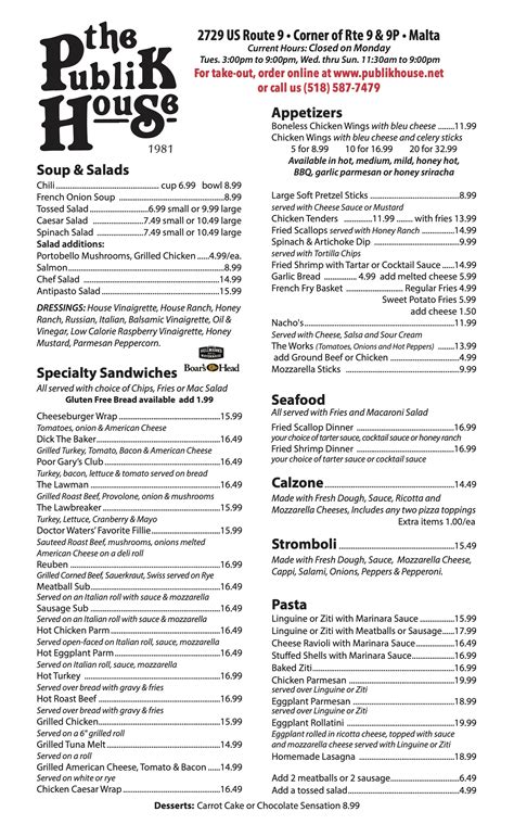 Menu — The Publik House
