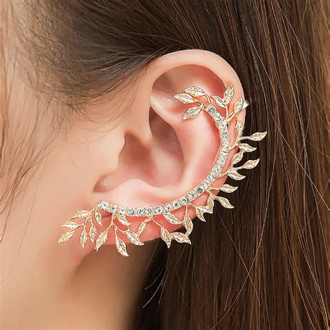 Modyle Cristal Rhinestone Ear Cuff Wrap Stud Brincos Clip Vintage Punk