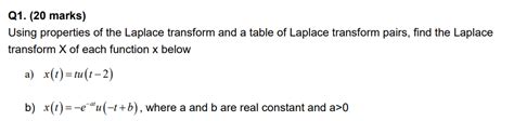 Solved Q Marks Using Properties Of The Laplace Chegg