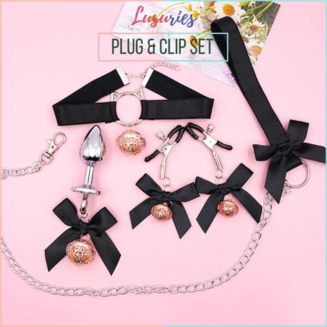 Lusuries Butt Plug Neck Chain Nipple Clip Clamp Cat Designs Cute Adult Sex Toy For Man Woman