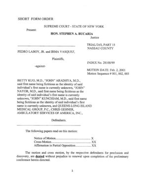 Fillable Online Decisions Courts State Ny TRIALIAS PART 15 Decisions