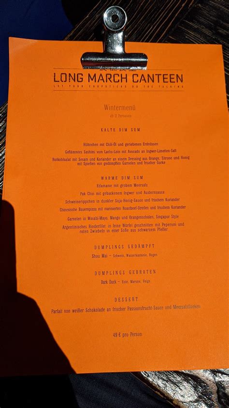 Menu At Long March Canteen Restaurant Berlin