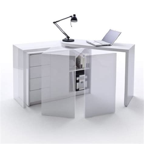 Matt Swivelling High Gloss Computer Desk In White | Furniture in Fashion