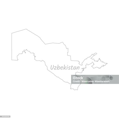 Uzbekistan Map Hand Drawn Simple Stylized Isolated On White Background