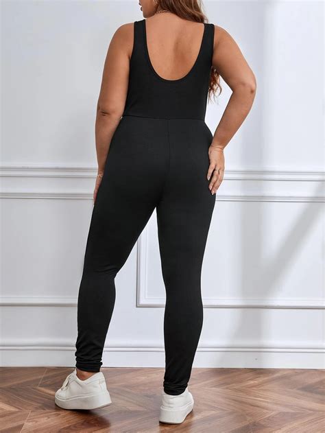 SHEIN EZwear Plus Solid Unitard Jumpsuit SHEIN USA