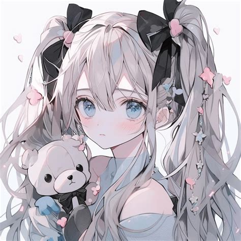 Premium Photo Anime Girl With Long Hair Holding A Teddy Bear In Her Hands Generative Ai