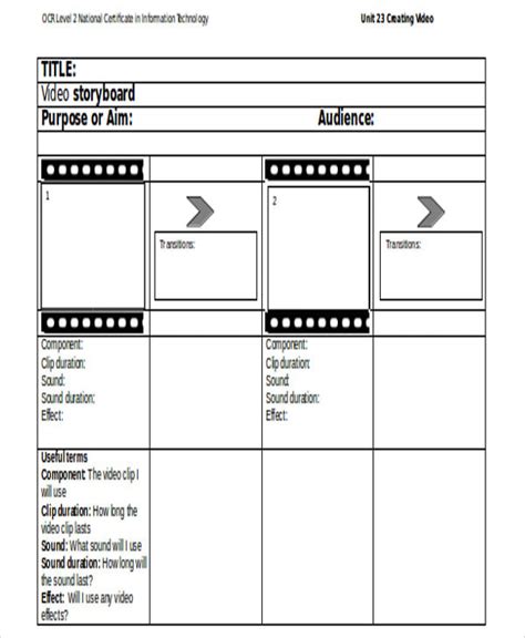 Video Storyboard Template Word