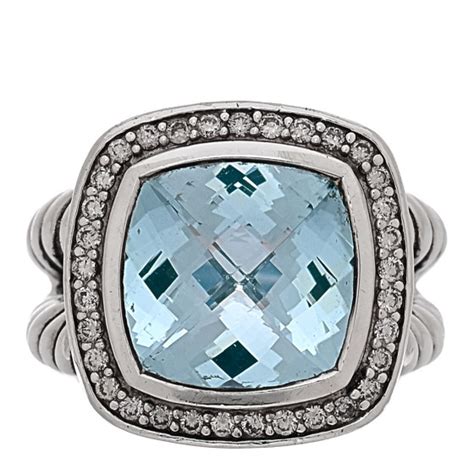 David Yurman Sterling Silver Diamond Blue Topaz Mm Albion Ring