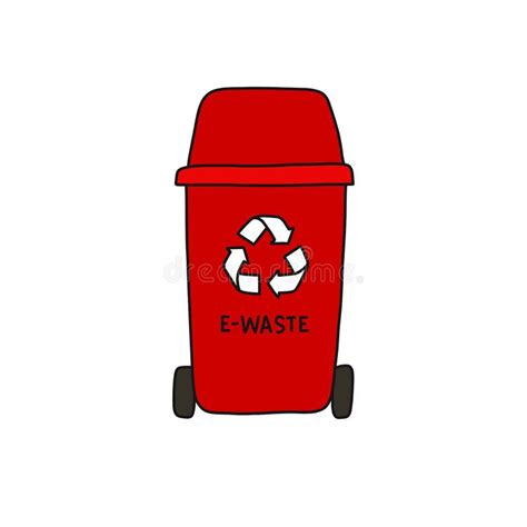 Recycle Garbage Can E Waste Doodle Icon Vector Color Illustration