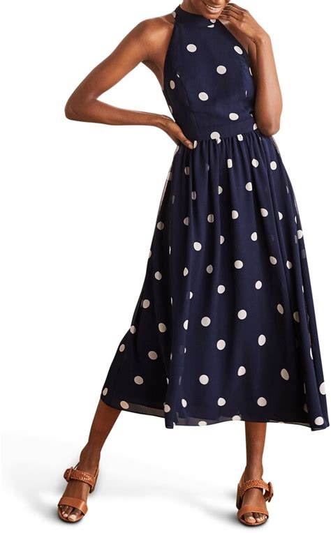 Boden Tori Polka Dot Halter Neck Midi Dress Shopstyle