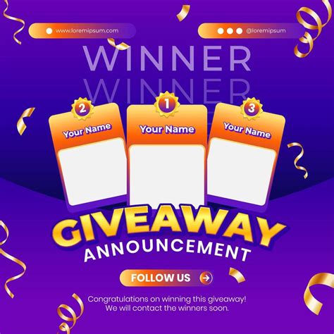Giveaway Winner Announcement Social Media Post Banner Design Template