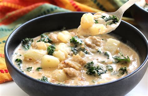 Creamy Potato Sausage Kale Soup Vegan Gf The Vegan Harvest