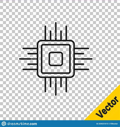 Computerprozessor Mit Schwarzer Linie Mit Mikroschaltungen Symbol