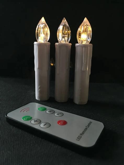 Set Of 10 Remote Controlled Led Taper Stick Candle Tealight Battery Powered 7 Key Controller