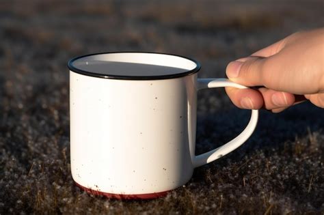 Premium AI Image Enamel Camping Mug Mockup