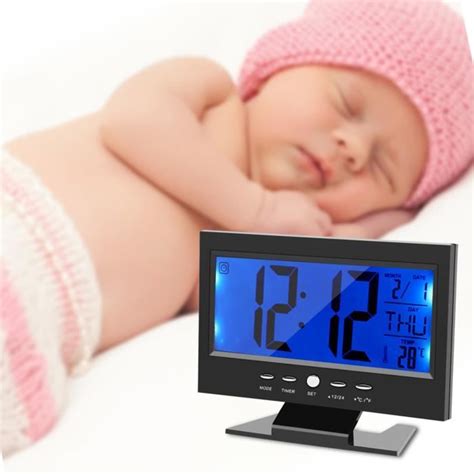 Pwshymi Horloge Réveil de Bureau Capteur Sonore LCD Digital avec