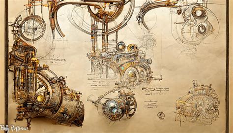 Steampunk Blueprints Digital Art By Billy Hoffman Fine Art America