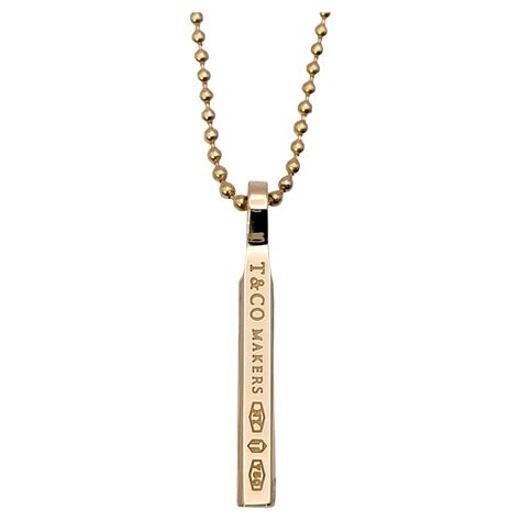 Tiffany And Co 1837 Vertical Bar Pendant Necklace In 18 Karat Yellow