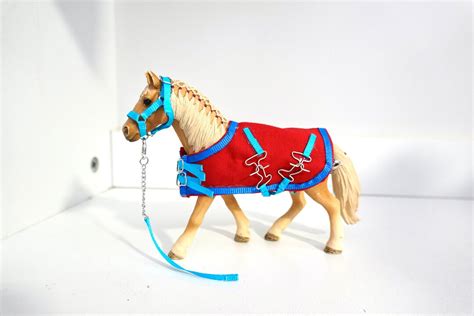 Schleich Horse Redblue Horse Rug And Halter Etsy